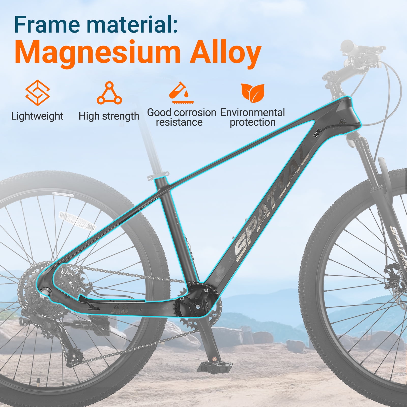 SPATIAL Adult Mountain Bike, 27.5" Wheel Bike for Man Women, 8 Speeds Gear,Magensium Frame Mountain Bicycle