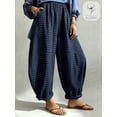thumbnail image 7 of Women's Plaid Lantern Pants, Elastic Waist Loose Fit Balloon Trousers with Cuffed Hem for Everyday, Vacation & Casual Wear, 7 of 7