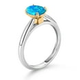 thumbnail image 3 of Gem Stone King 925 Sterling Silver and 10K Yellow Gold Blue Opal Solitaire Engagement Ring for Women (1.06 Cttw, Oval Cabochon 8X6MM, Gemstone October Birthstone, Available in Size 5, 6, 7, 8, 9), 3 of 4