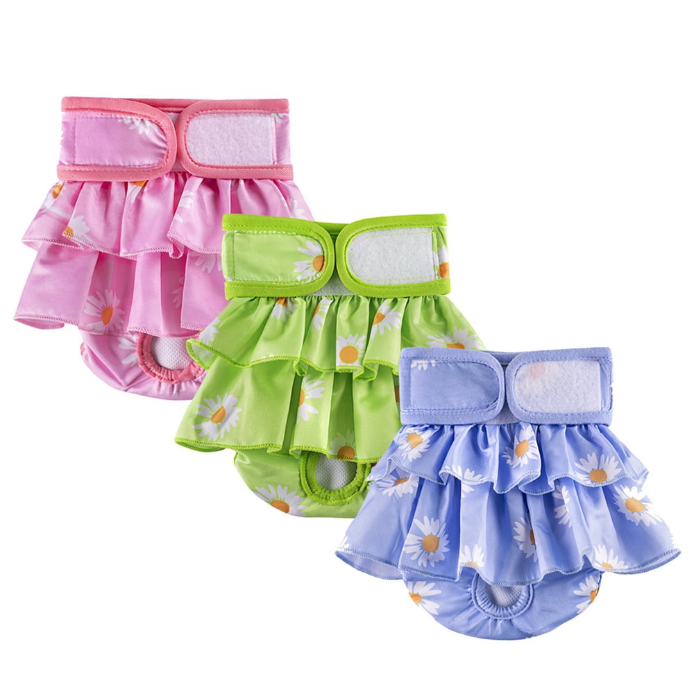 Highly Absorbent Washable Female Dog Diapers, Reusable Puppy Heat Panties, 1Pc Green, For Incontinence Excitable Urination