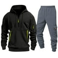 thumbnail image 5 of UVEASISHA Mens Tracksuit 2 Piece Quarter Zip Drawstring Hoodies and Cargo Sweatpants Sets Soft Fleece Lined Hooded Sweatsuits Set Fall Outfits Black XL, 5 of 5