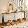 thumbnail image 6 of 70" Console Table Sofa Table with Charging Station, Narrow Entryway Table, Wood Hallway Table, Behind Couch Table, Metal Frame, Retro Brown, 6 of 7
