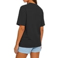 thumbnail image 4 of WULMLEO Womens Oversized Short Sleeve T Shirts Trendy Crew Neck Loose Workout Tee Casual Summer Tops Cotton Black XL, 4 of 4