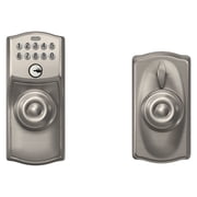 Schlage FE595 CAM 619 GEO Camelot Keypad Entry with Flex-Lock and Georgian Style Knobs, Satin Nickel