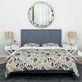 thumbnail image 3 of Designart "Monochrome World Of Botany II" Blue Plants Bedding Covert Set - Bohemian & Eclectic Bed Set With 2 Shams, 3 of 5