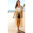 thumbnail image 5 of HAPPY BAY Women's Chiffon Summer Beach Open Front Lightweight Beachwear Duster Kimono Cardigan M-L Beige_AB873, 5 of 5