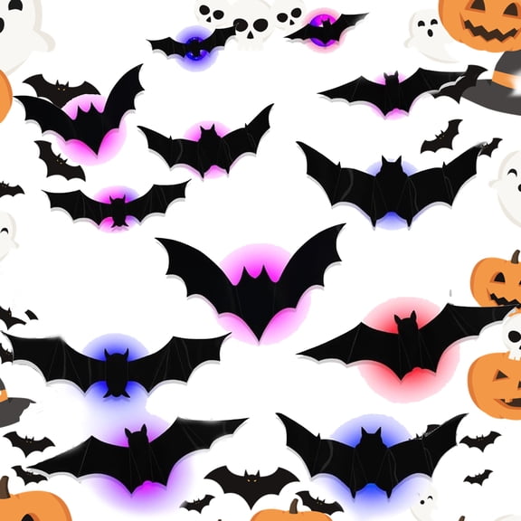 3D Bat LED Wall Decor - Halloween Light-Up Decorations for Indoor/Outdoor