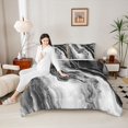 thumbnail image 4 of Homewish Modern Fashion Marble Bedding Comforter Set, Black Grey Marbling Abstract Twin Comforter Sets, Teens Adult Men Female Reversible Bedding Set, Luxury Bedroom Decor, 2 Pieces, 4 of 8