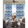 thumbnail image 4 of Blue White Ombre Blackout Curtains, Light Blocking Print Window Curtains, Modern Geometric Gradient Ocean Striped Thermal Insulated Window Drapes for Living Room 2 Panels, 104"W x 63"L, 4 of 9