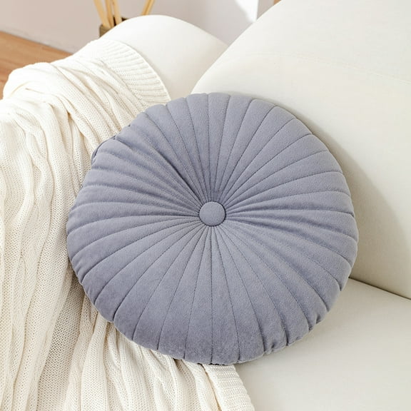 Round Velvet Throw Pillow, Soft Decorative Cushion for Sofa, Couch, Bedroom, Living Room, Plush Modern Home Decor, 16 Inch