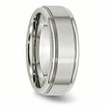 thumbnail image 4 of Stainless Steel Ridged Edge 8mm Brushed and Polished Band Ring 13 Size, 4 of 5