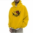 thumbnail image 2 of Aobny Men's Hoodies Graphic Lightweight Yellow Shirts Anime Hooded Pullover Teacher Tops,L, 2 of 5