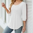 thumbnail image 5 of Long Sleeve Shirts for Women Fall Fashion 2024 Dressy Casual Blouses Trendy Pleated Tunic Tops White L, 5 of 7