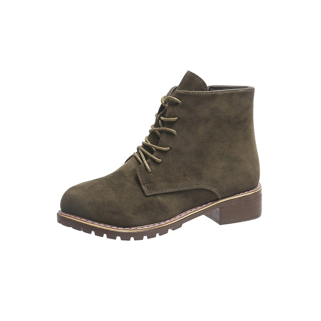 Avamo Bottines Femme Bout Fermé Chaussures Hautes Confortables Compensées Marche Vert Armée 9