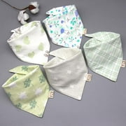5Pcs/Set Baby Bibs Triangle Double Cotton Bandana Bibs Baby Boys Girls Babador Feeding Smock Infant Burp Cloth Baby Saliva Towel 14 One Size