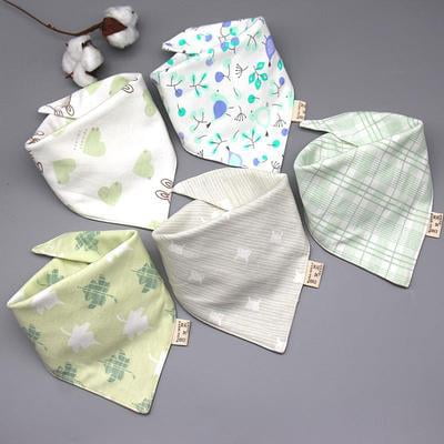 5Pcs/Set Baby Bibs Triangle Double Cotton Bandana Bibs Baby Boys Girls Babador Feeding Smock Infant Burp Cloth Baby Saliva Towel 14 One Size