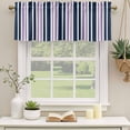 thumbnail image 3 of Navy Blue Purple Striped Valances for Windows, Decorative Rod Pocket Window Valance Curtains, Modern Minimalist Ombre Lines Short Curtain Drapes for Kitchen/Living Room, 2 Panels, 42" W x 18" L, 3 of 8