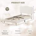 thumbnail image 2 of Cute tamaño individual xl beige forrado marco de cama para para niños: scallop cabecero, velvet finish, sturdy platform, no box spring required, de madera slats, noise-free, 2 of 7