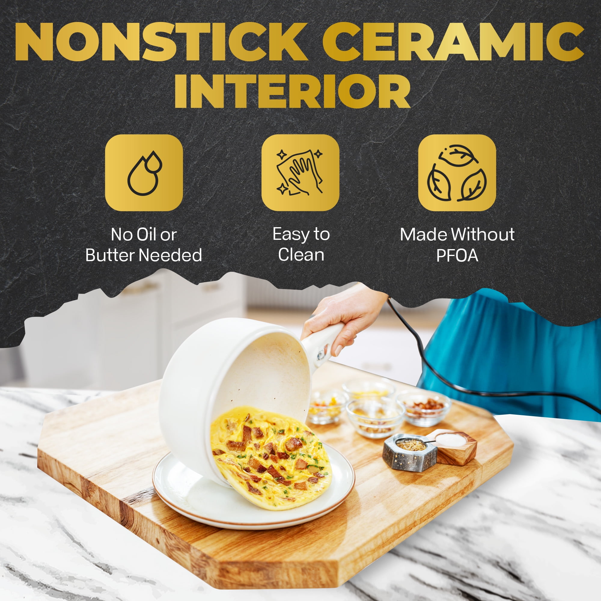 Ceramax Electric Hot Pot 2.5L Nonstick Ceramic Skillet Pan