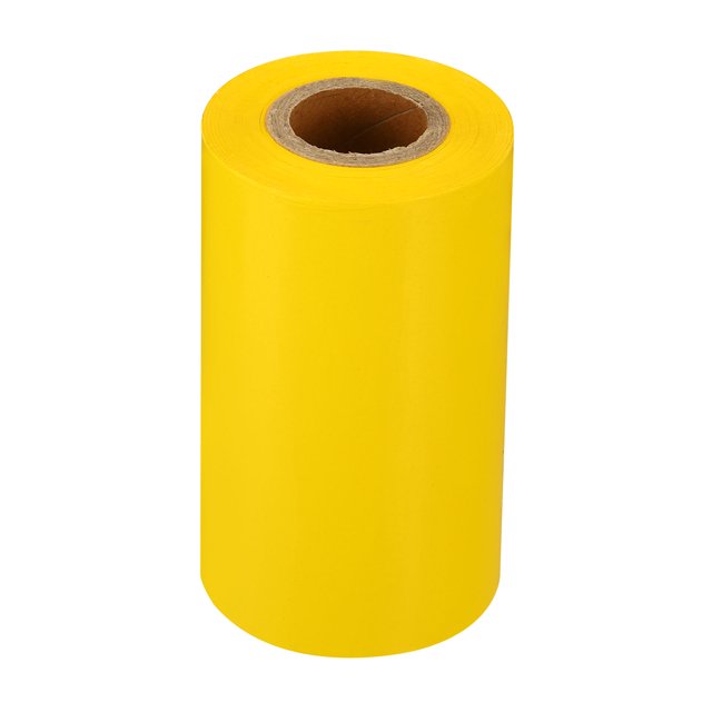 Unique Bargains 3.93'x328' (100mmx100m) Wax Thermal Transfer Ribbon, 1 Roll 1' Core Ink Out Barcode Printer Ribbon, Yellow