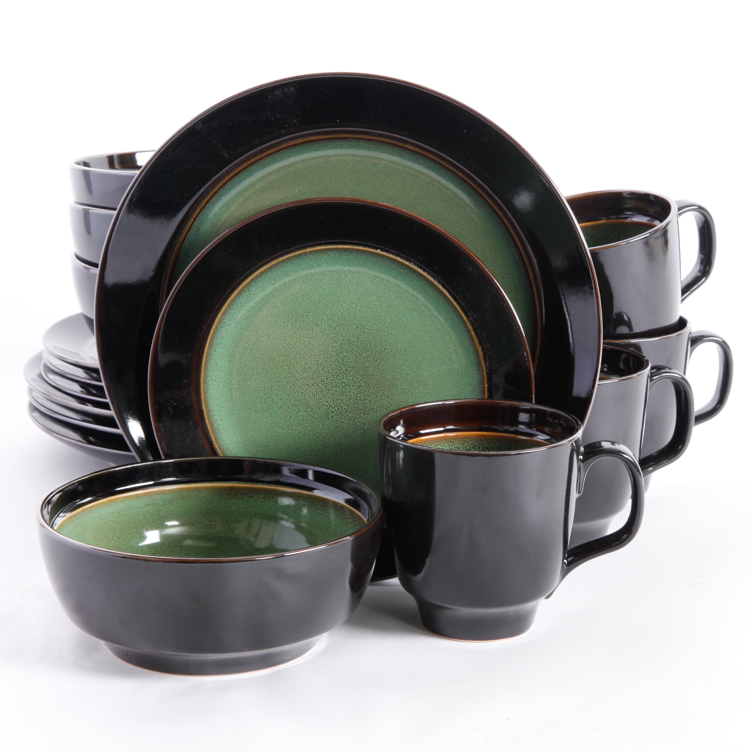 Gibson Studio Villa Mosa 16-Piece Dinnerware Set, Green