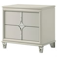thumbnail image 3 of Ory Nightstand w 2 Drawers, Chrome Star Handle, Pearl Ivory Wood, 3 of 6