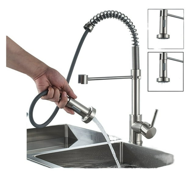 Kitchen Faucets Silver Single Handle Pull Out Kitchen Tap Single Hole Handle Swivel 360 Degree Water Mixer Tap Taps ,Built To Last