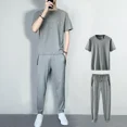 thumbnail image 2 of Conjunto de pantalones lisos para hombre, conjunto de camiseta y pantalones para entrenamiento sin logotipo para hombre, conjunto básico negro de dos piezas, camiseta nueva a juego de alta calidad, 2 of 4