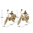 thumbnail image 4 of 11"W, 8"H Gold Metal Bike Sculpture with Wood Accents, by DecMode (2 Count), 4 of 10