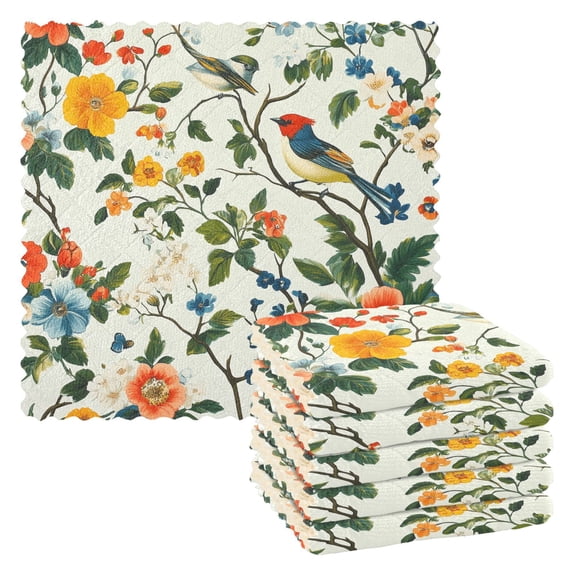 Yayeee 6 Pack Kitchen Dish Cloths for Washing Dishes Soft Absorbent Microfiber Towels, Green Floral Pattern