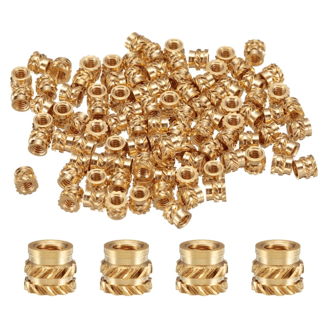 100 Packs M2 Threaded Inserts Brass Heat Set Insert M2x3mm, OD 3.5mm Knurled Insert Nuts