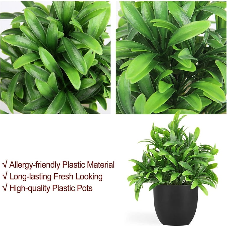 Decorative Artificial Plants In Pots Set Of 5 - Small Plastic Fake