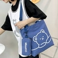 thumbnail image 4 of Canvas Tote Bag Bear Pattern Adjustable Strap Large Capacity Cute Kids Crossbody Bag for School, 4 of 10