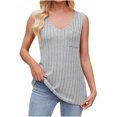 thumbnail image 2 of Jjayotai Women's V Neck Sweater Tank Tops, Summer Sleeveless Solid Color Camisole, Casual Loose Fit T Shirt with Pocket, Lightweight Knit Vest Gray^ XXL, 2 of 4