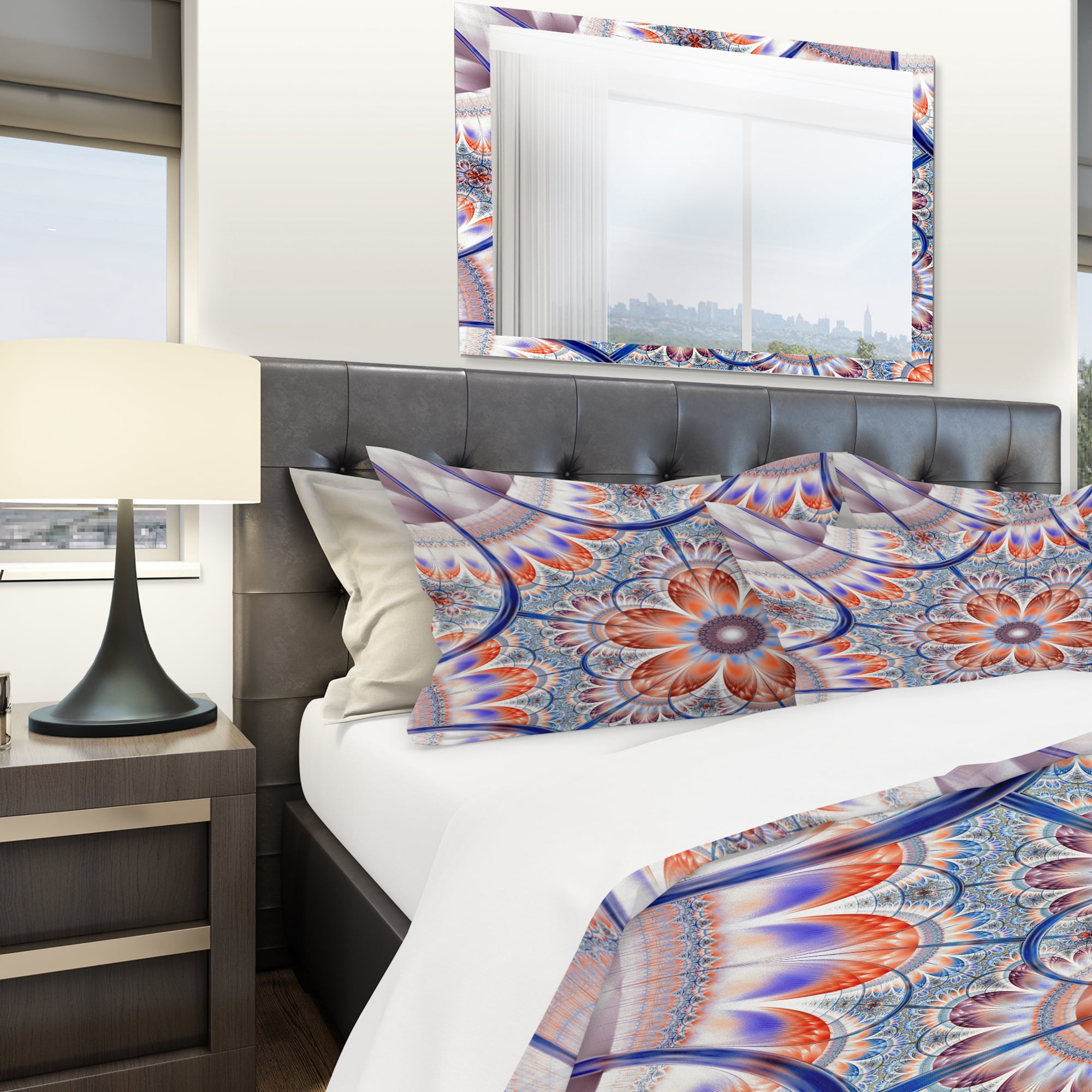 Designart 'Brown and Blue Large Fractal Flower' Modern & Contemporary Duvet Cover Set