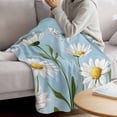 thumbnail image 3 of Blue Daisy Flower Blanket Soft Cozy Warm Twin Blanket for Bed, Plush Fuzzy Flannel Fleece Blankets for Sofa, White Farmhouse Floral Spring Throw Blankets for Couch, Gifts for Men, 60"x80", 3 of 9