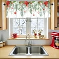thumbnail image 2 of Christmas Green Leaves Curtain Valance for Windows Poinsettia Flower Balls Rod Pocket Window Treatments 1 Panel Short Curtains for Kitchen Windows Bathroom Bedroom,54 x 18 inch, 2 of 5