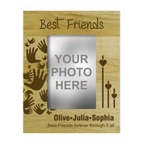 Personalized Best Friends Wood Engraved Picture Frame With Name - 4 x 6 Inches Horizontal Friendship Day Gift