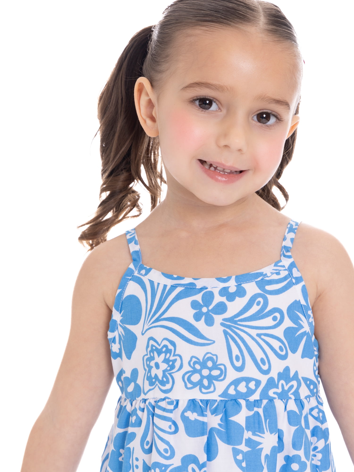 Wonder Nation Toddler Girls Cotton Sleeveless Floral Printed Dress, Sizes 12M-5T