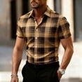 thumbnail image 2 of hlysgo Mens Plaid Button Down Shirts Short Sleeve Casual Summer Shirt Wrinkle Free Business Officewear Dress Shirts Khaki,XL, 2 of 5