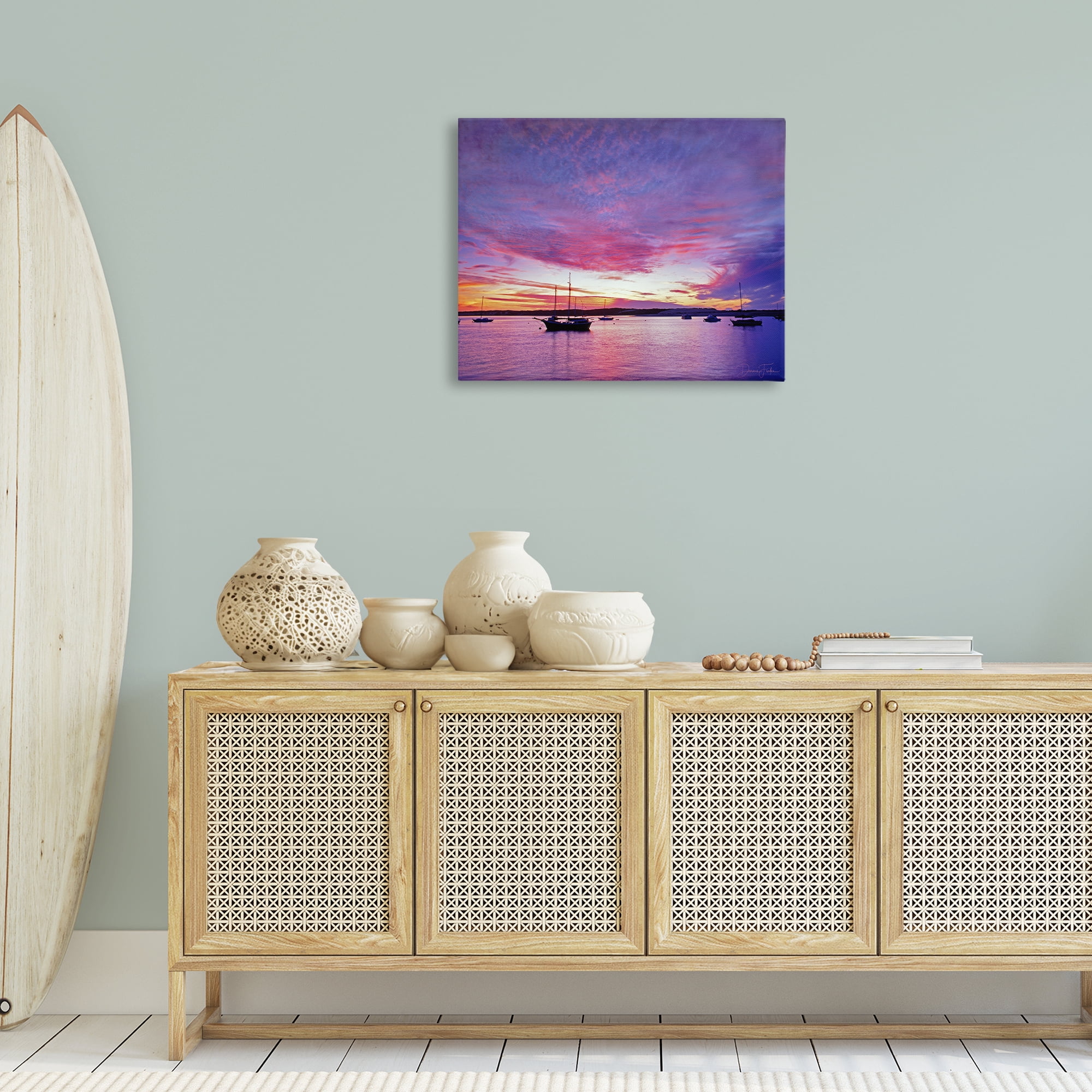 Stupell Industries Distant Boats at Sunset Transportation Photography Wrapped Canvas Art Print Wall Art, 30 x 24