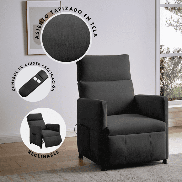 Sillón Reclinable Eléctrico EKE Life Home Tapizado en Tela con Control de Botones y Reposapiés para Sala