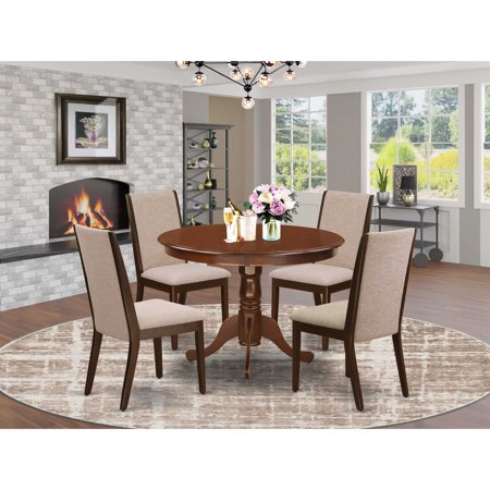 East West Furniture Dining Room Set Mahogany HLLA5-MAH-04 East West Furniture Dining Room Set Mahogany HLLA5-MAH-04
