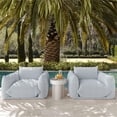 thumbnail image 6 of Pemberly Row Striped Fabric Outdoor Armchair in Pearl and Blue, 6 of 6