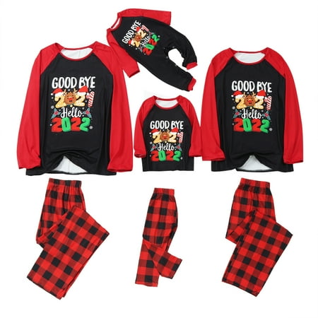

Matching Family Christmas Pajamas Long Sleeve Kawaii Pajamas 4 Piece Fall Pajama Bottom and Sleep Shirt Sleepwear Sets