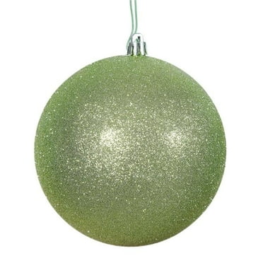 Celadon Glitter Drilled Cap Ball Ornament, 8 in.