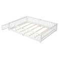 thumbnail image 6 of Queen Size Floor Bed for Kids, Wood Platform Bed with Fence and Door, Montessori Bed Frame with Slats Support, Playhouse Bed with Door Design, for Toddler, Boys,Girls,No Box Spring Needed, White, 6 of 9