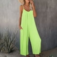 thumbnail image 2 of gakvbuo Jumpsuits For Women Summmer Dressy Wedding Loose Sleeveless Jumpsuits Adjustable Spaghetti Strap Stretchy Long Pant Romper Jumpsuit With Pockets, 2 of 7
