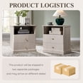 thumbnail image 7 of Aitjunz Modern Nightstand Set of 2, 23'' Tall Bedside Table w/ 2 Drawers for Storage, Wooden Mid Century End Table w/Charging Station & Open Shelf for Bedroom Living Room, 7 of 7