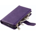 thumbnail image 4 of Wallet Case Compatible with iPhone 11 Pro Case,[9 Card Slots] [Wrist Strap] [Stand Feature] Zipper Cash Pocket Magnetic Leather Cover Shockproof Slim Case for iPhone 11 Pro,5.8 inch Purple, 4 of 14